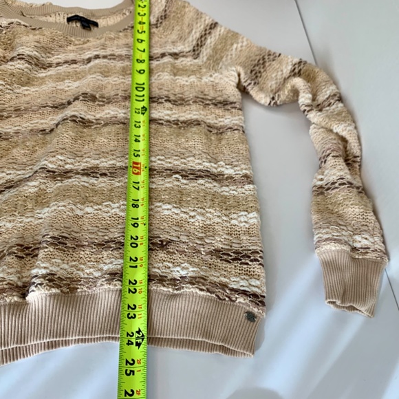 American Eagle Outfitters boho cream/brown striped pullover long weekend sweater - Picture 7 of 8